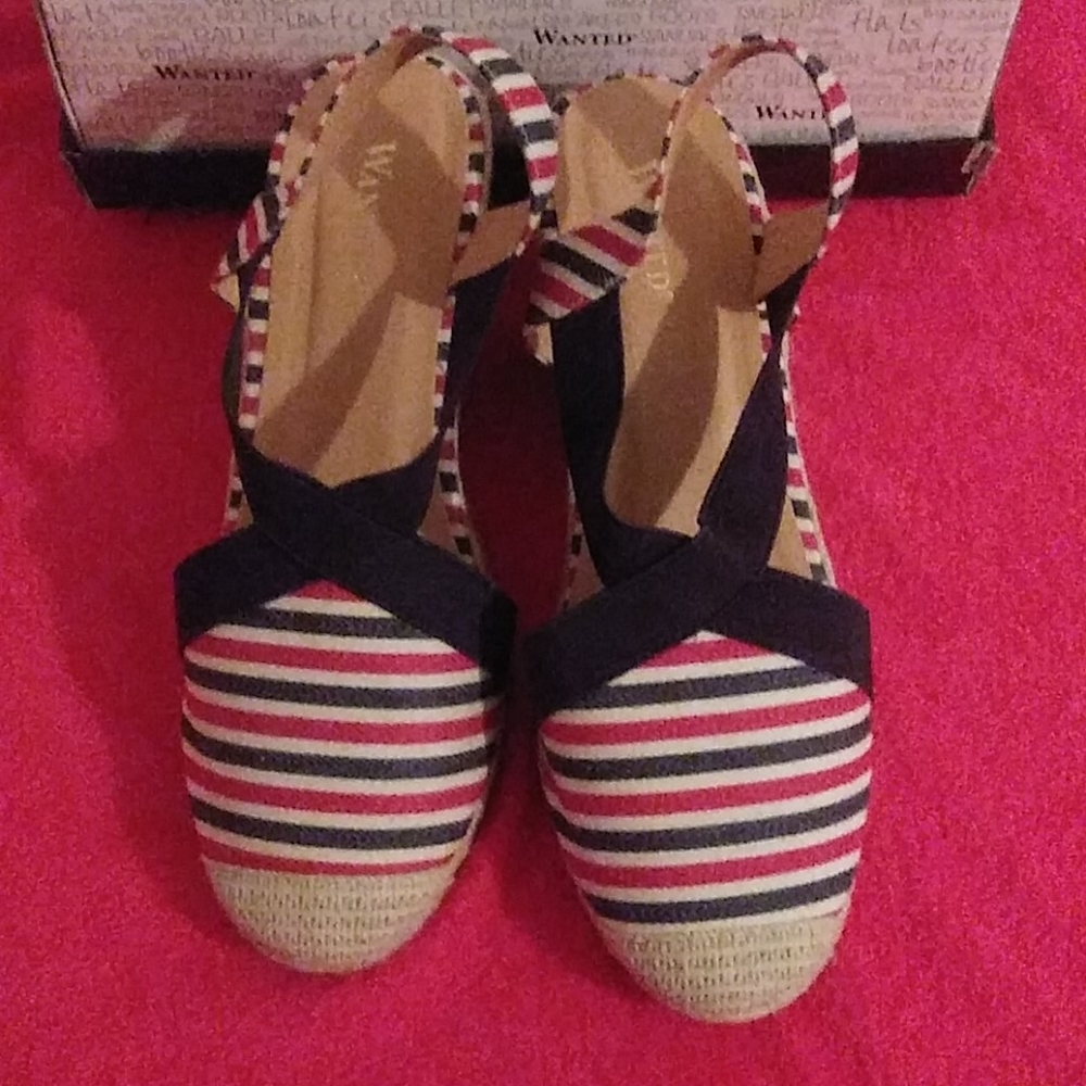 New wanted red white and blue sandals
